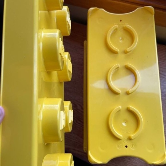 Lego Storage Box Yellow Covered Stackable Tub Lid Store Toys 14x10x7 inches Gift - Picture 6 of 12